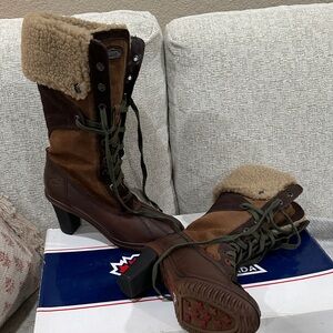 Pajar Retro Brown and Tan heeled Winter Boots